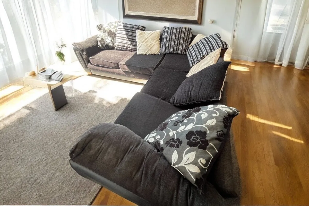 Black corner sofa L shaped delivery available - Image 4