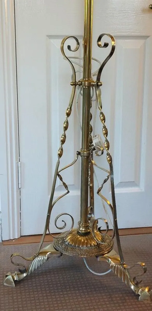 Art Nouveau Brass & Copper Floor Lamp - Image 3