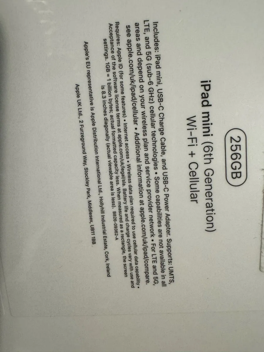 Ipad Mini 256GB (6th Generation) WiFi+Cellular Sea - Image 2