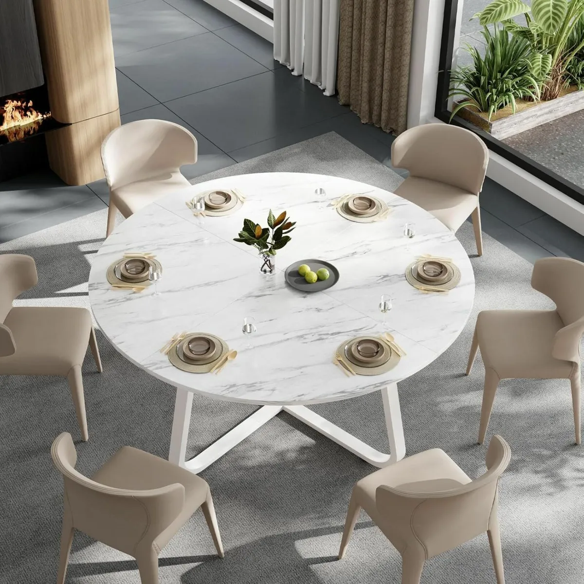 130cm White Round Dining Circle Dining 4-6 People - Image 4