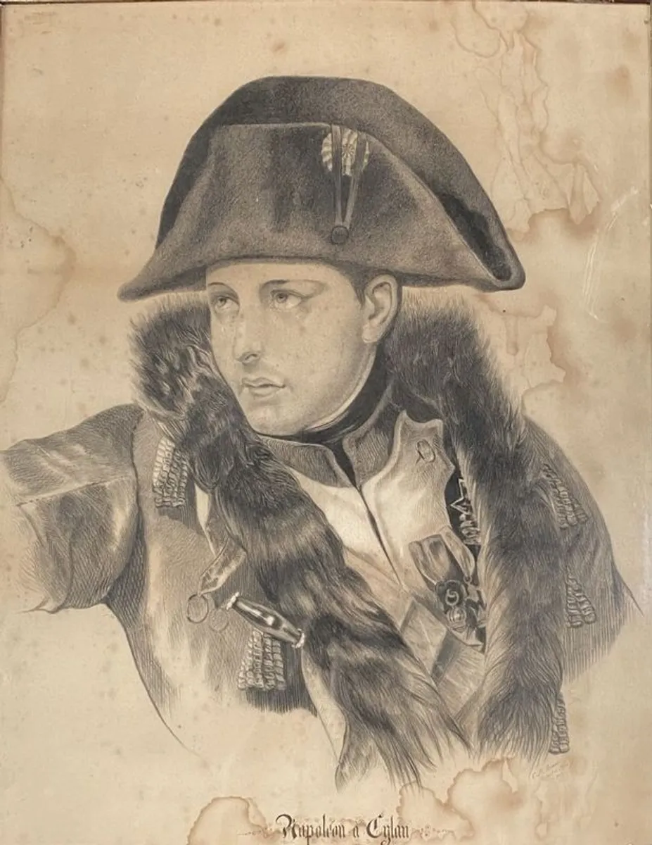 Amazing Antique, C. M. KEANE, NAPOLEON A EYLAU, charcoal on paper - Image 2