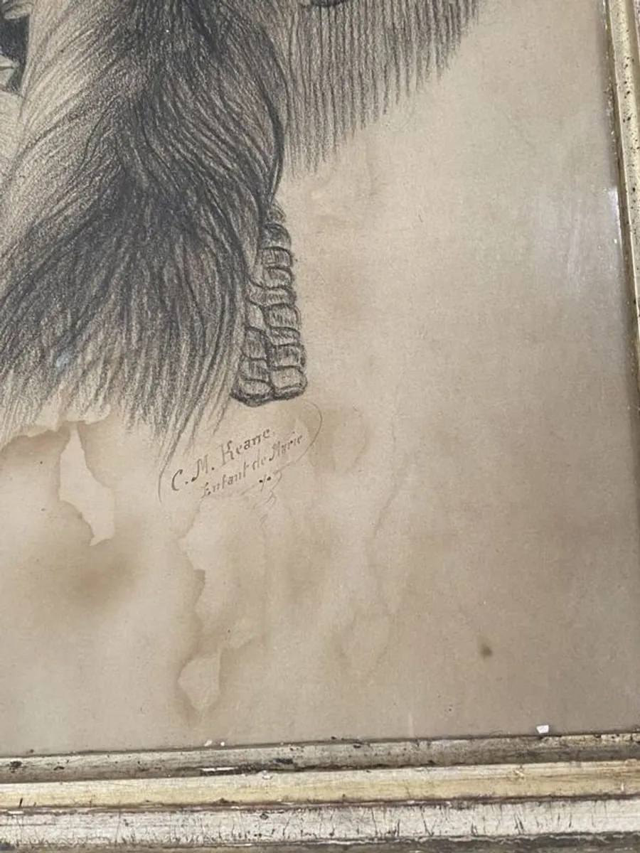 Amazing Antique, C. M. KEANE, NAPOLEON A EYLAU, charcoal on paper - Image 3