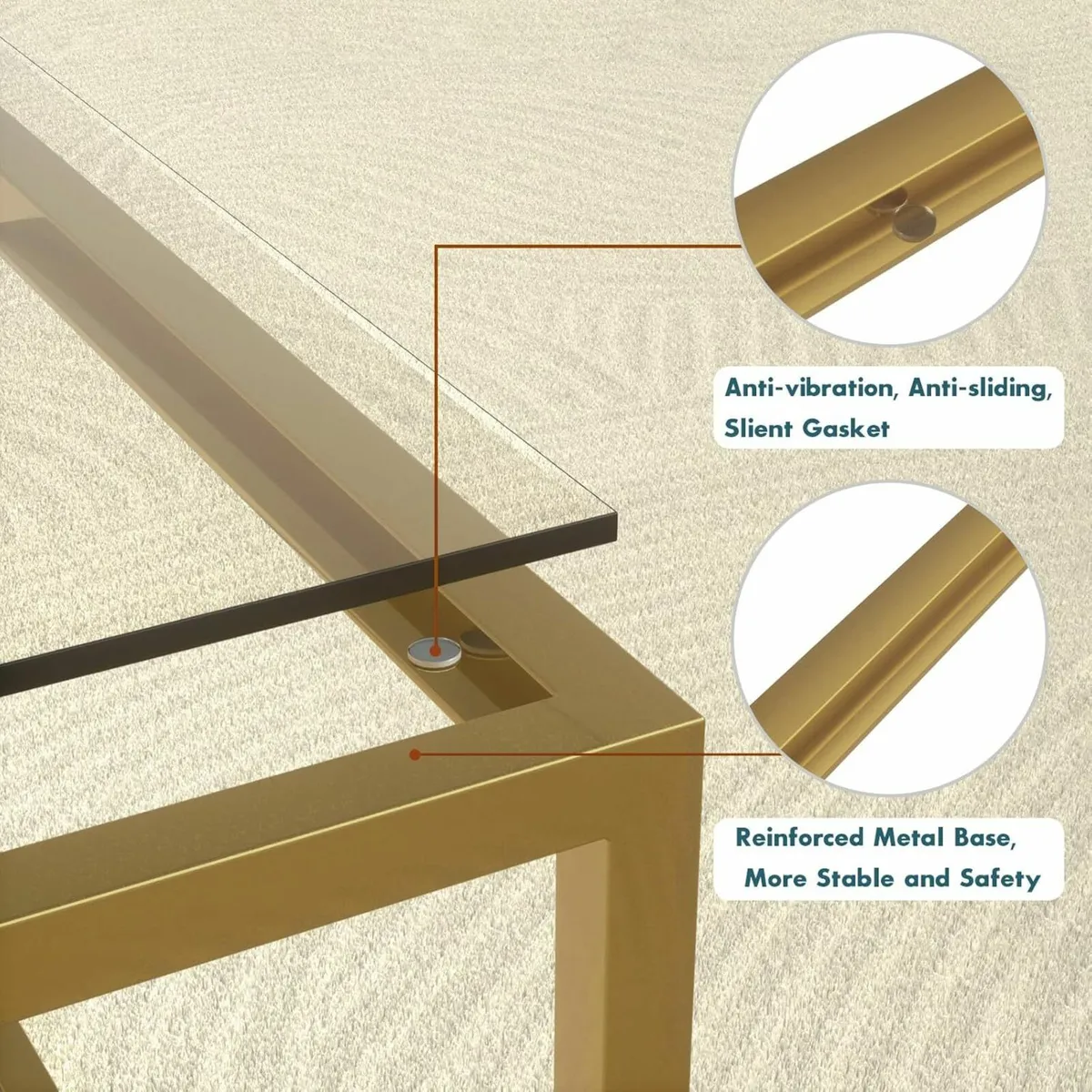 Gold Coffee Table Glass Modern Coffee Tables - Image 4