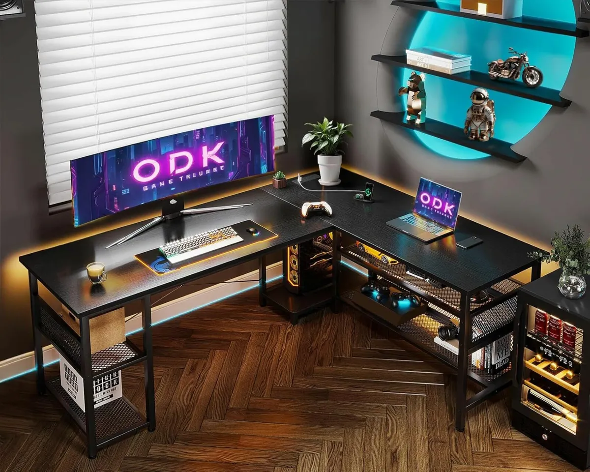L Shaped Gaming Office Desk 168x120 cm Reversible - Image 1