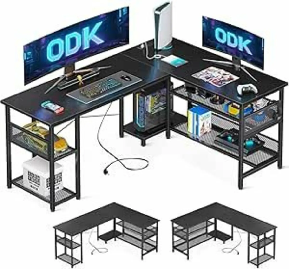 L Shaped Gaming Desk Office Black 150x102 cm - Image 1