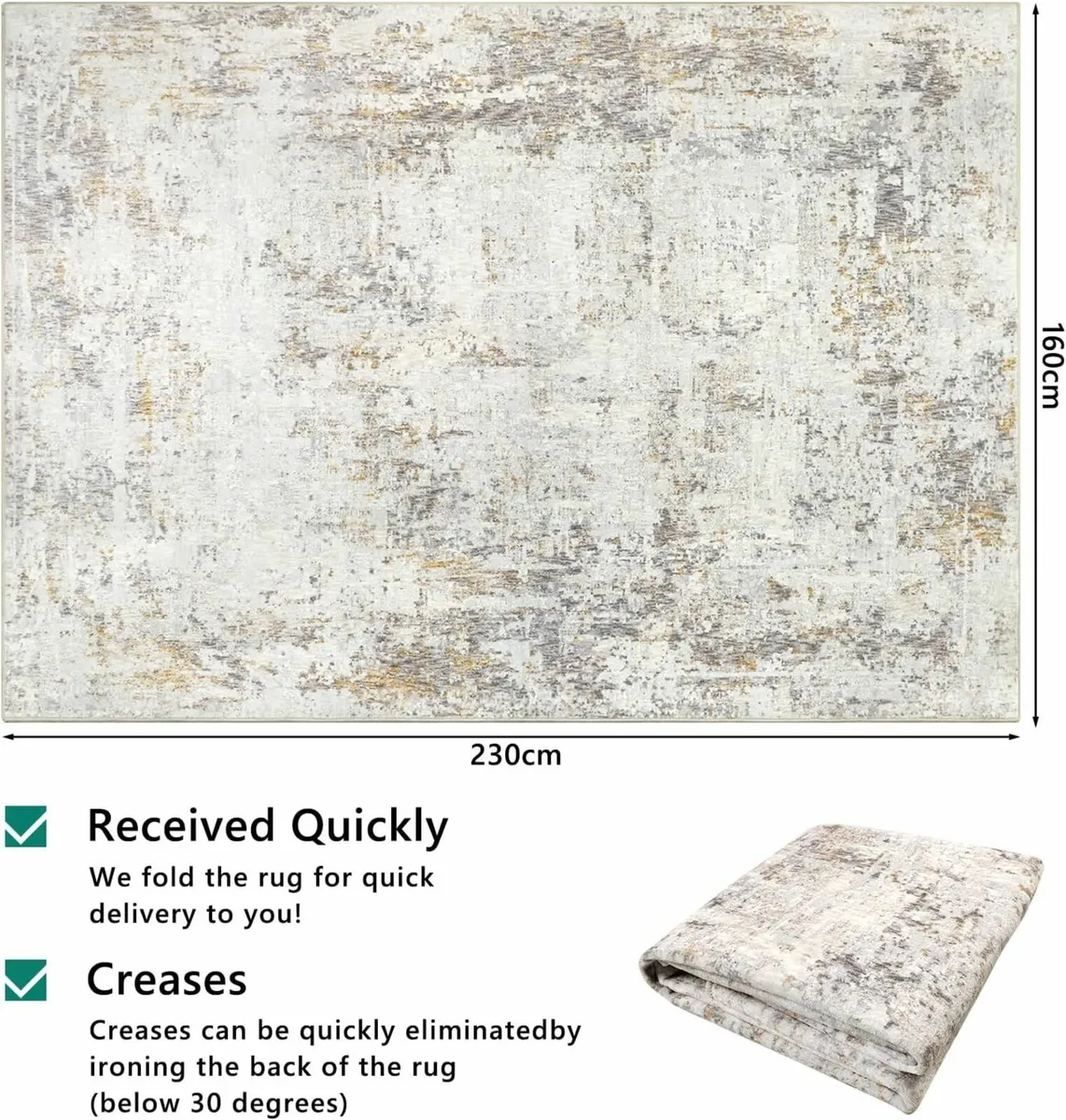 Large Grey Abstract Rugs Living Room 160x230cm - Image 3