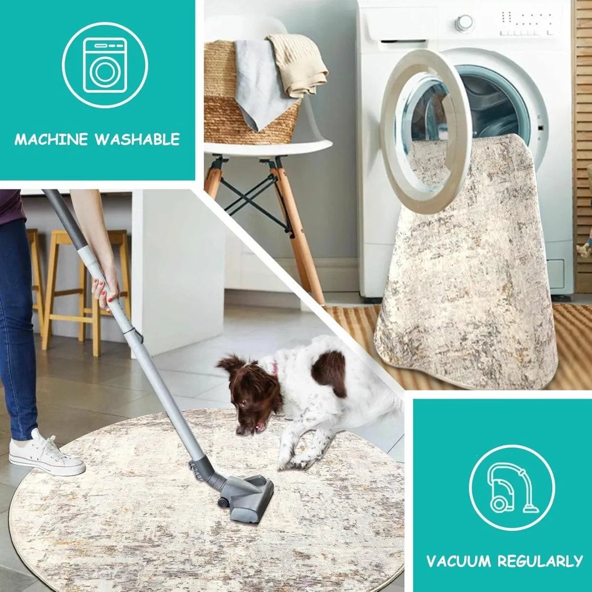 Rugs Round ø135cm Living Room Modern Shaggy Decor - Image 4