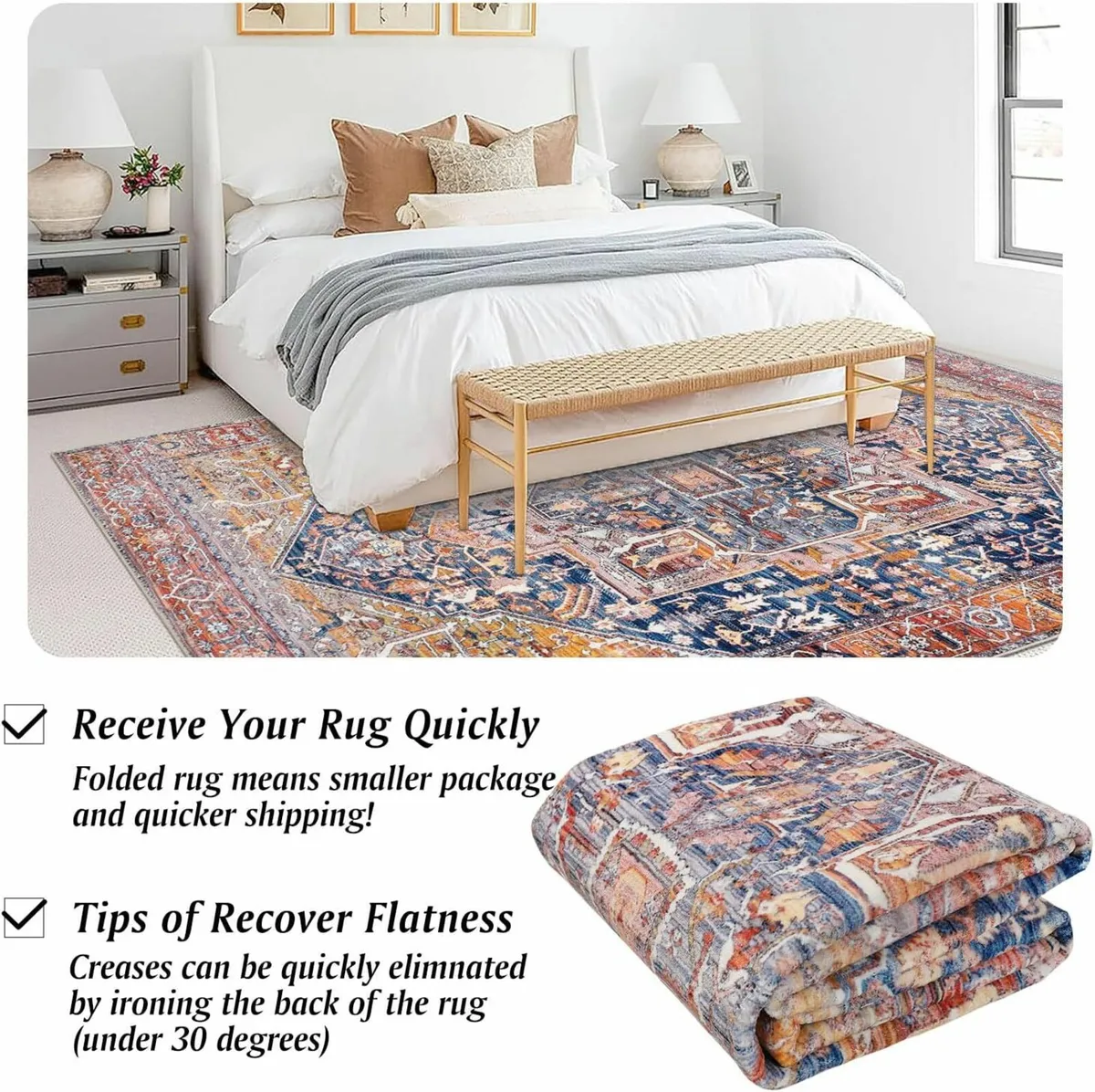 Living Room 160x230cm  large Rug Red Bedroom - Image 3