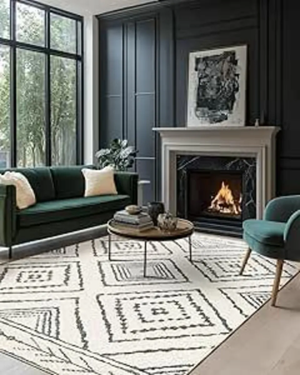 Washable Moroccan Rug Black White 90x150 cm - Image 2