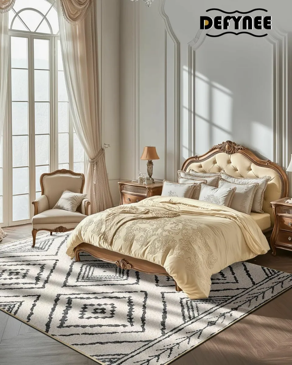 Washable Moroccan Rug Black White 90x150 cm - Image 1