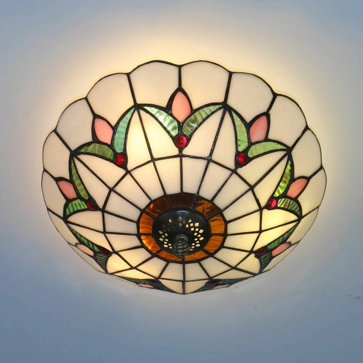 Tiffany Style Ceiling Light Stained Glass Flush - Image 2