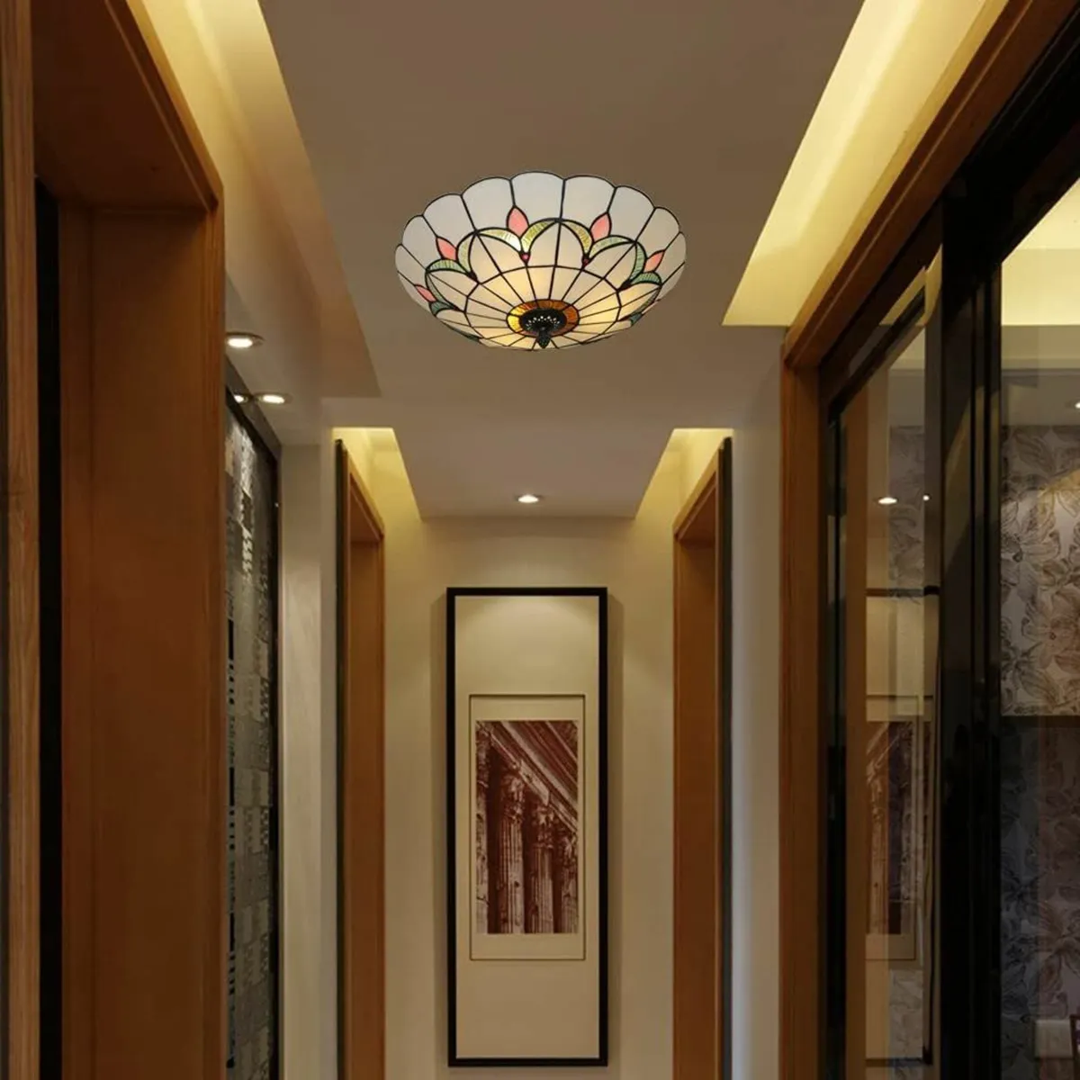 Tiffany Style Ceiling Light Stained Glass Flush - Image 4