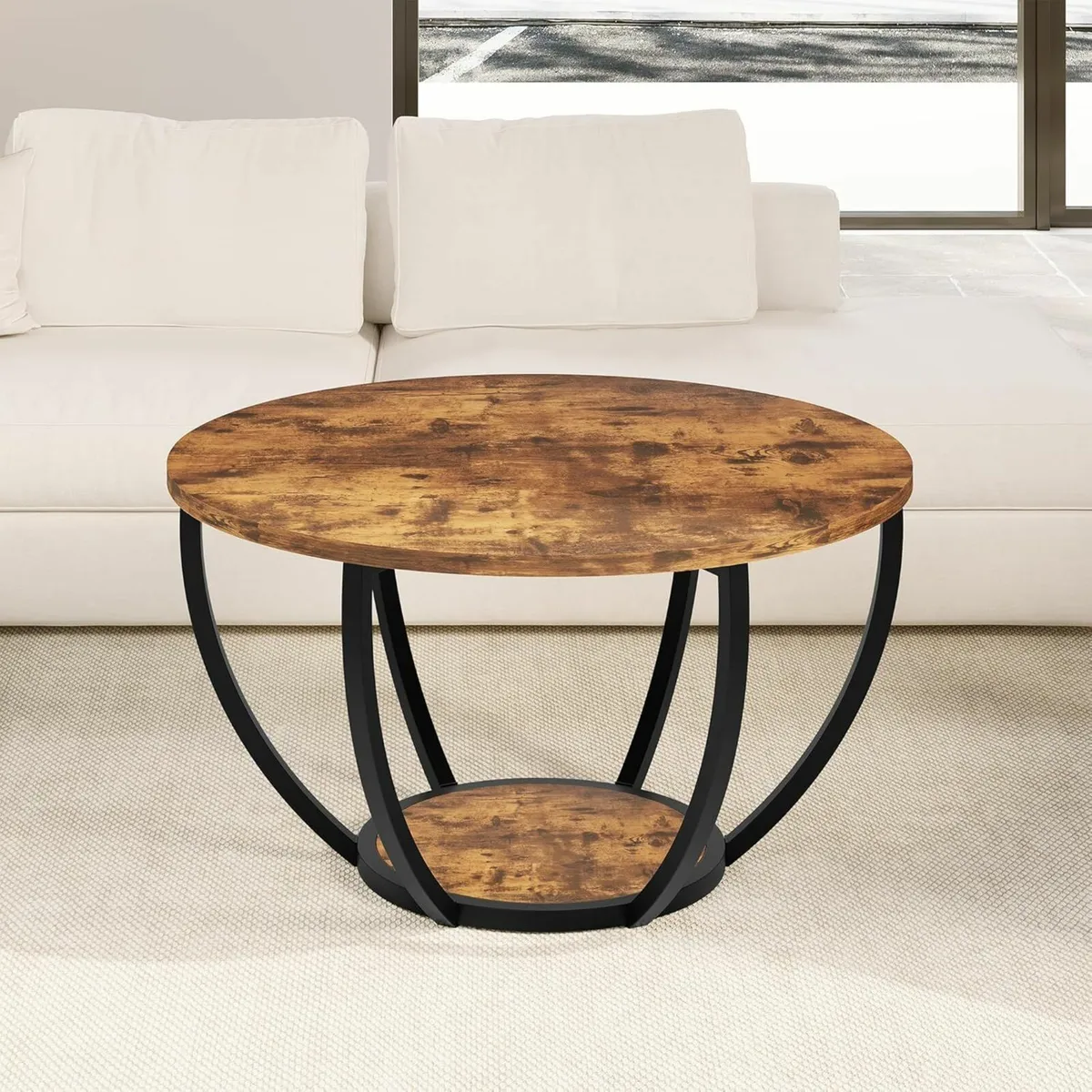 Art Coffee Table Storage Wood Office, Brown - Image 4