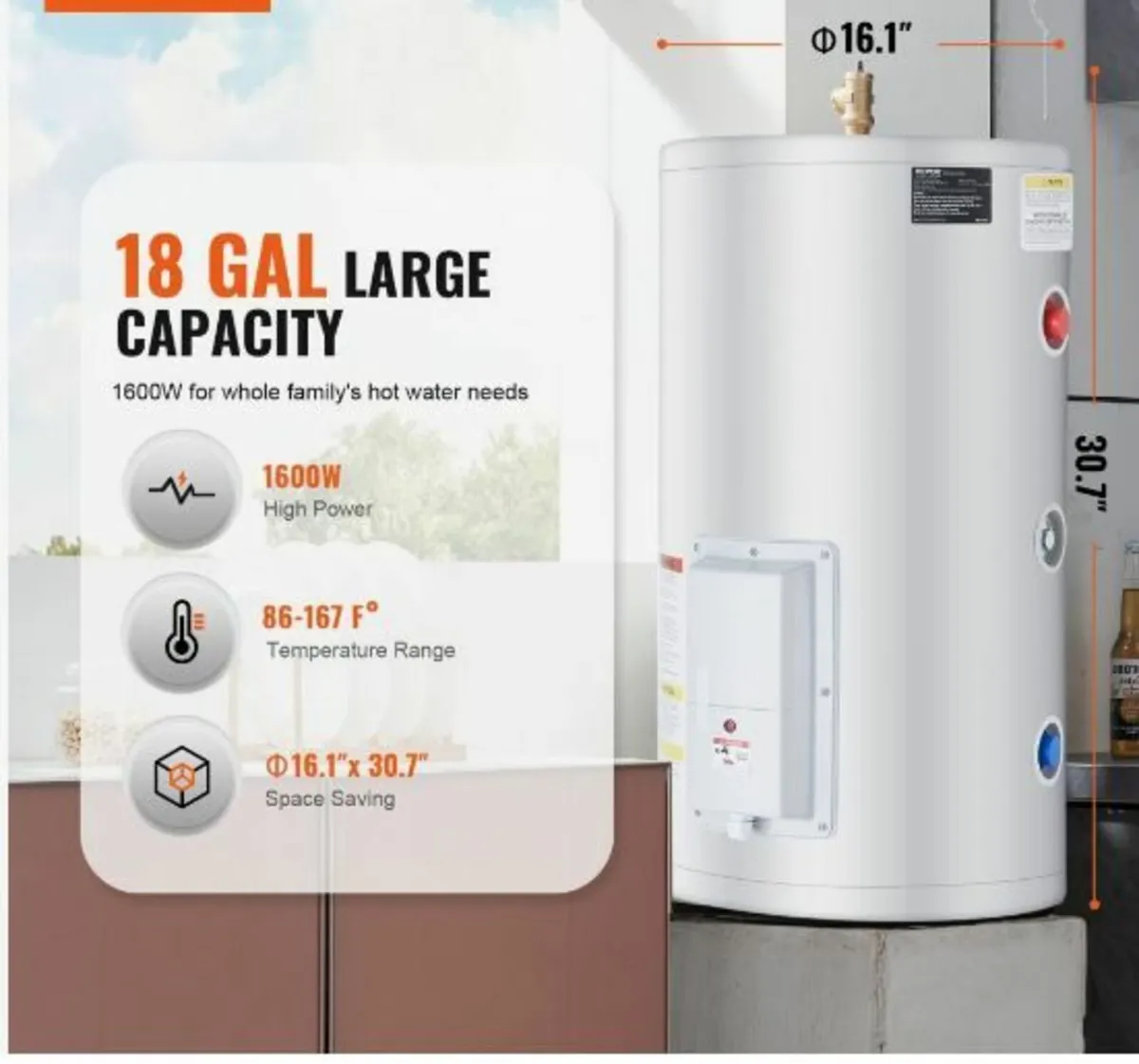 18 Gallon Electric Water Heater Instant - Image 1