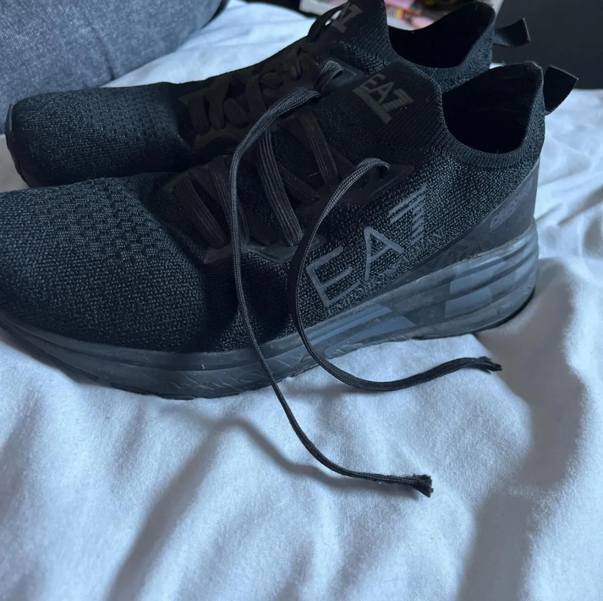 Black Armani crusher distance knit sneakers - Image 1