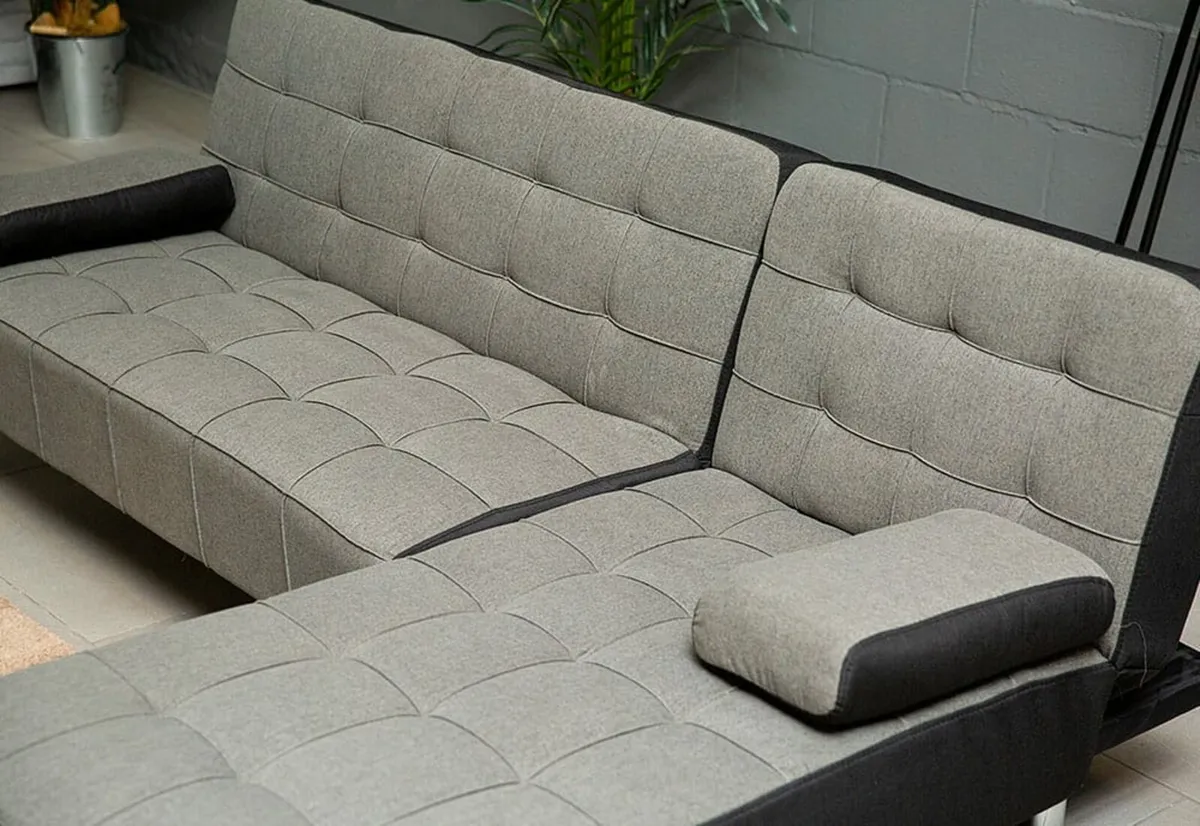 Dark Grey Sofa Bed with Backrest and Pillows - Image 4