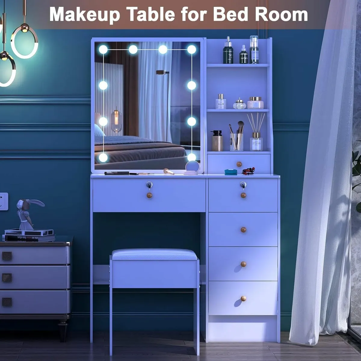 Dressing Table with LED Lights, Vanity Table - Image 3