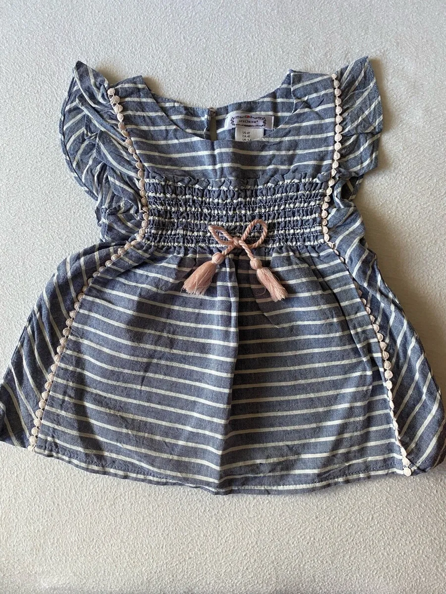 Girl’s Blue and White Striped Dress/  Tunic 104 cm - Image 1