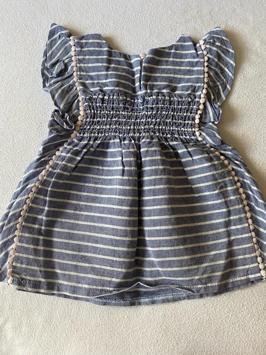 Girl’s Blue and White Striped Dress/  Tunic 104 cm - Image 2