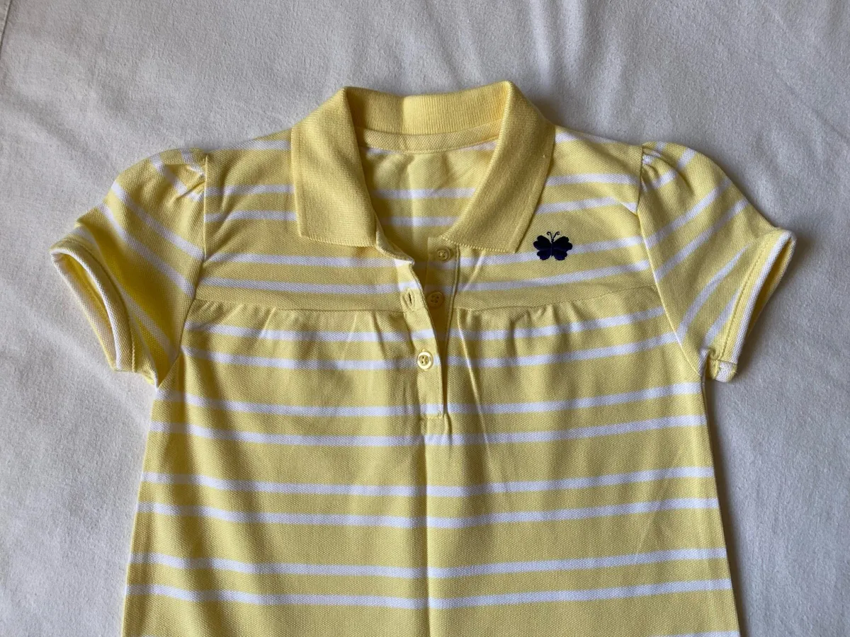 Girl’s Brand New Yellow & White Striped Pique Dres - Image 1