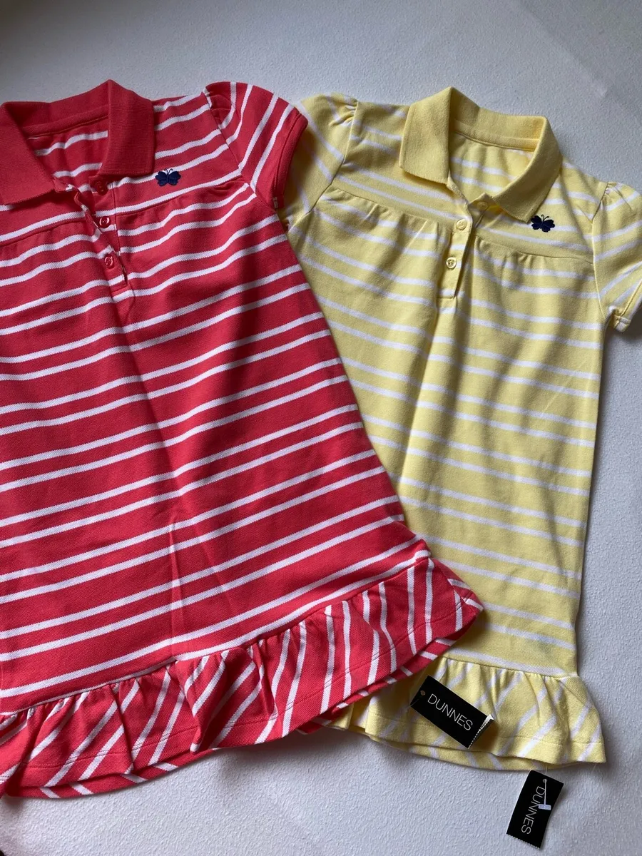 Girl’s Brand New Yellow & White Striped Pique Dres - Image 4