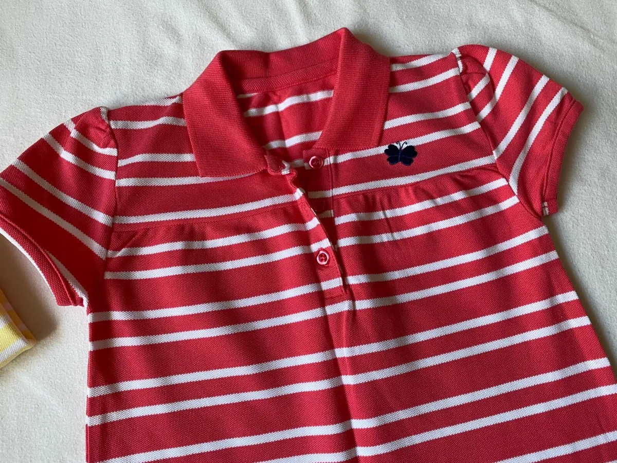 Girl’s Brand New Striped Coral & White Dress - Image 3
