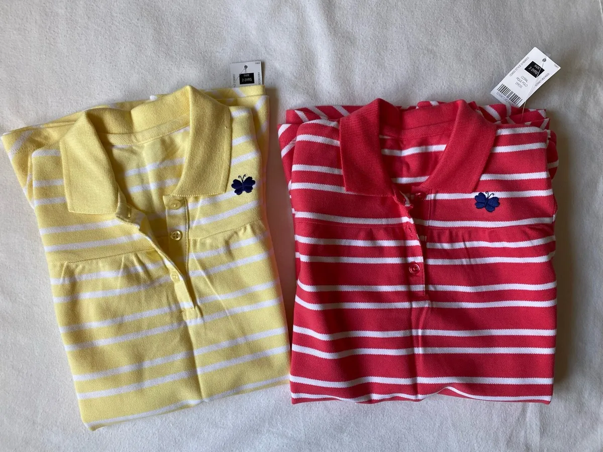 Girl’s Brand New Striped Coral & White Dress - Image 4