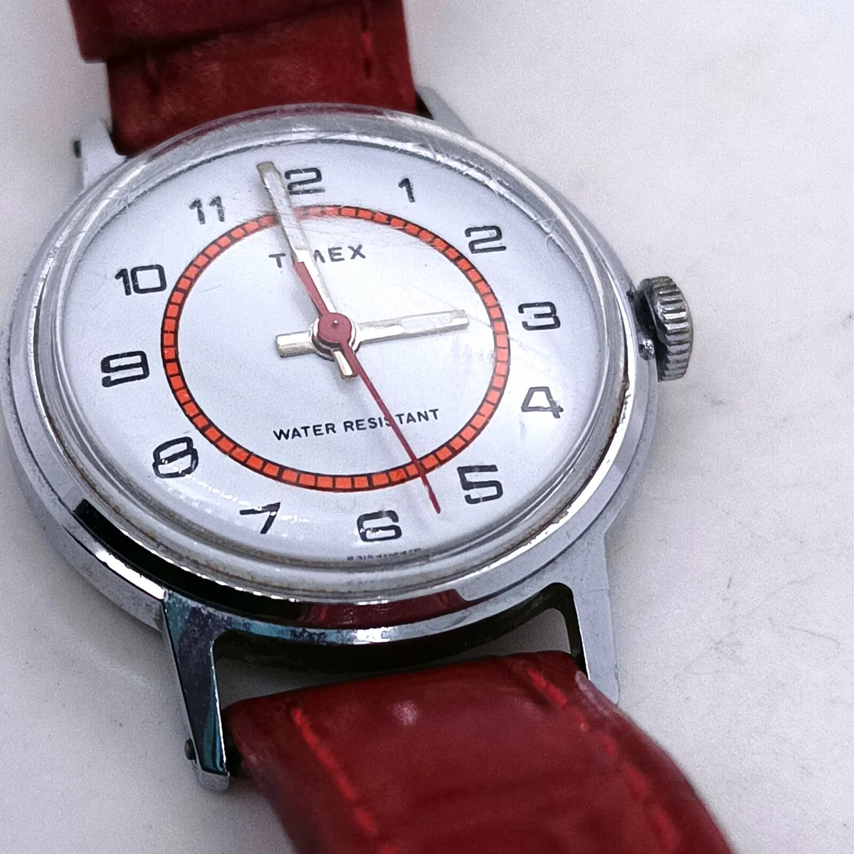 Timex Vintage Watch , Red Leather Strap - Image 4