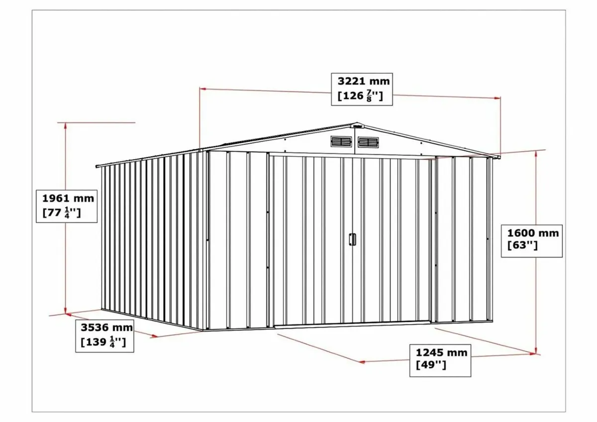 Steel Garden Shed 10x12 Anthracite Grey - Image 2