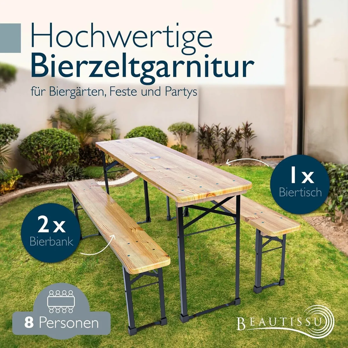 Rustic Folding Picnic Table & Bench Set with Paras - Image 3