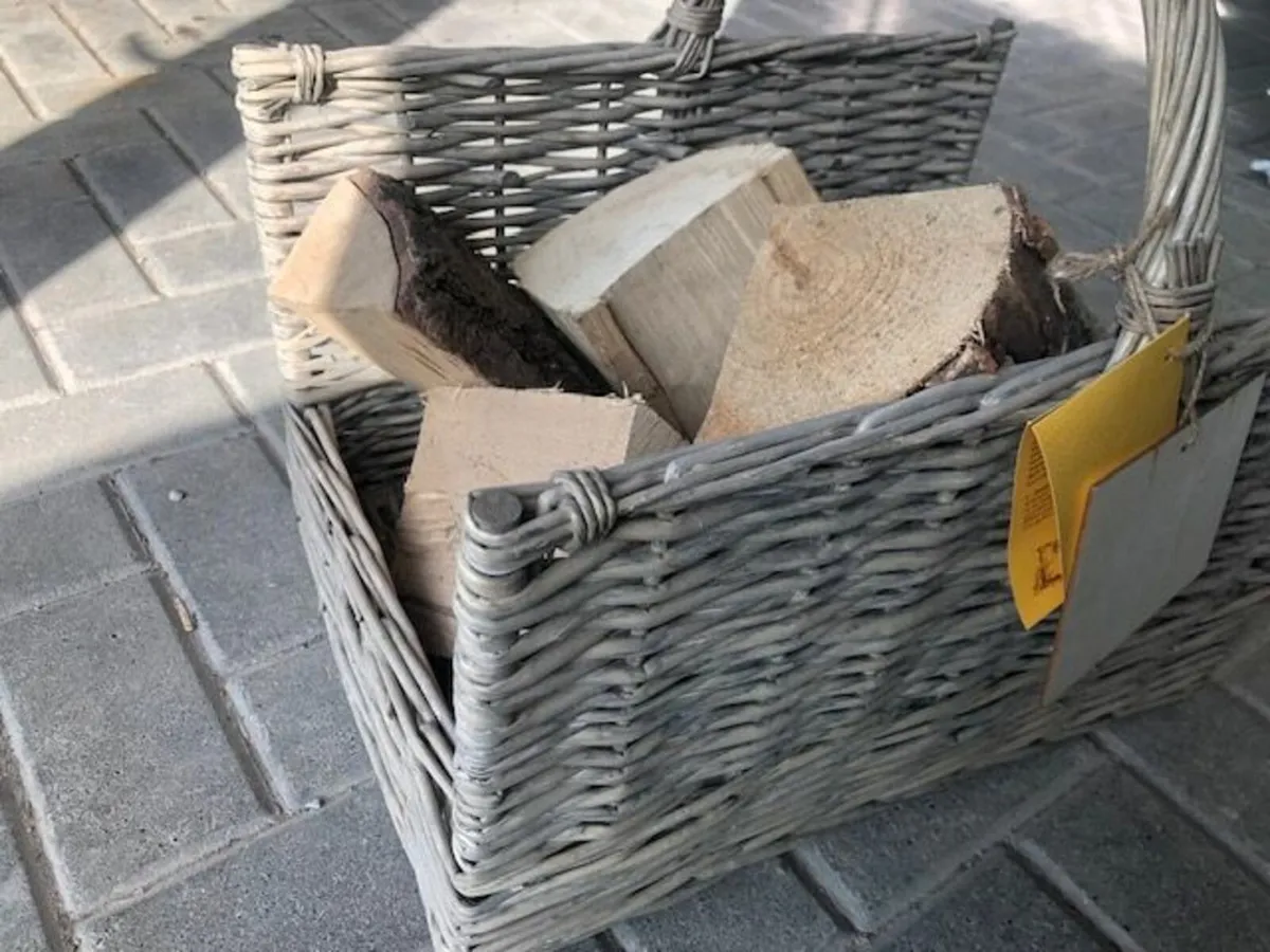 Wood log basket grey - Image 2