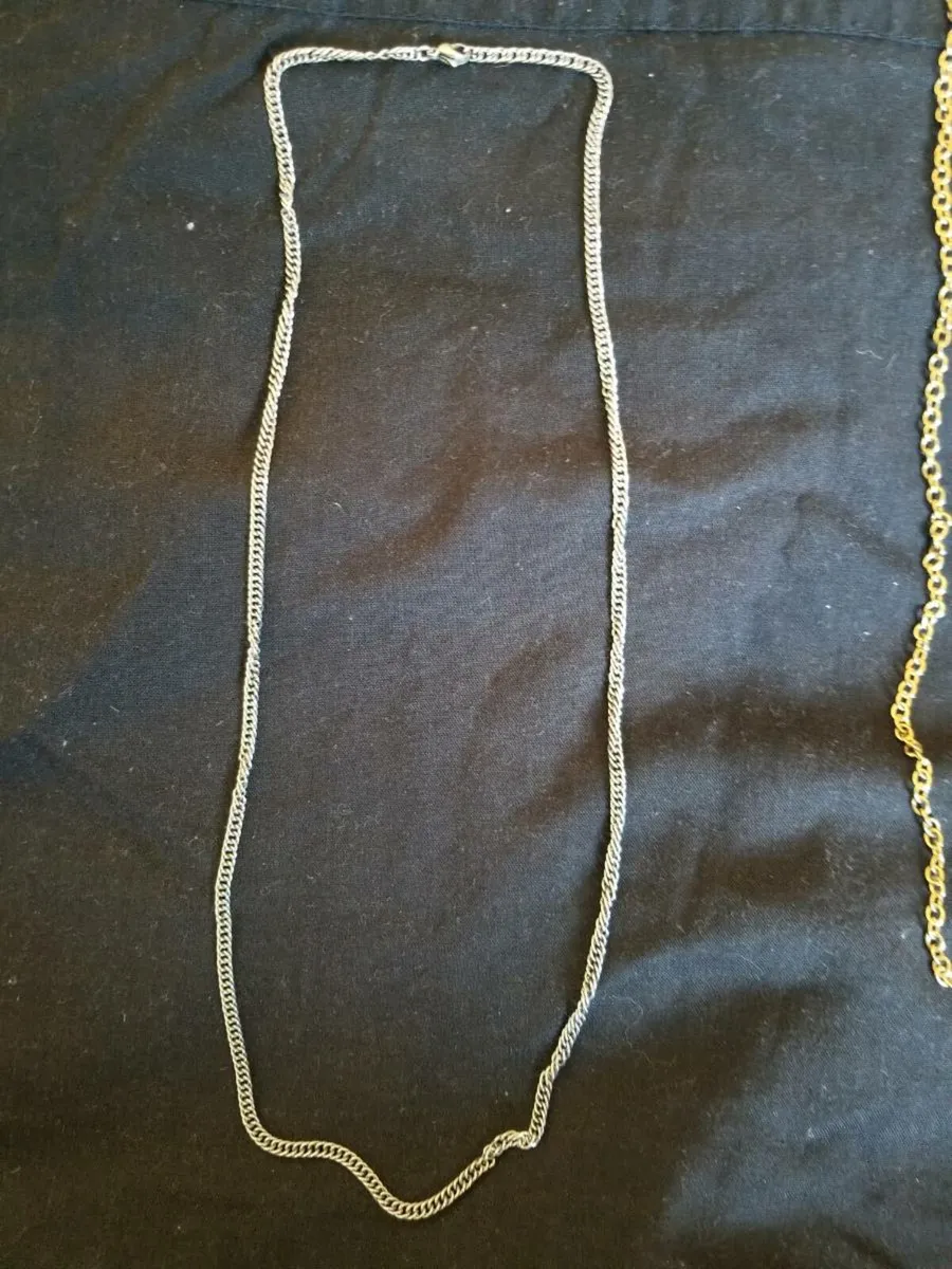 Silver mens chain and gold chain and cross - Image 2