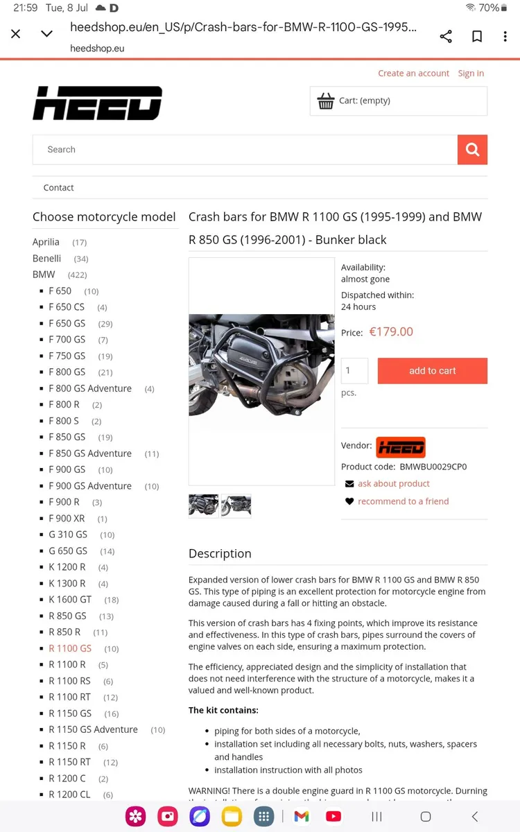 Bmw r1100gs engine bars - Image 3