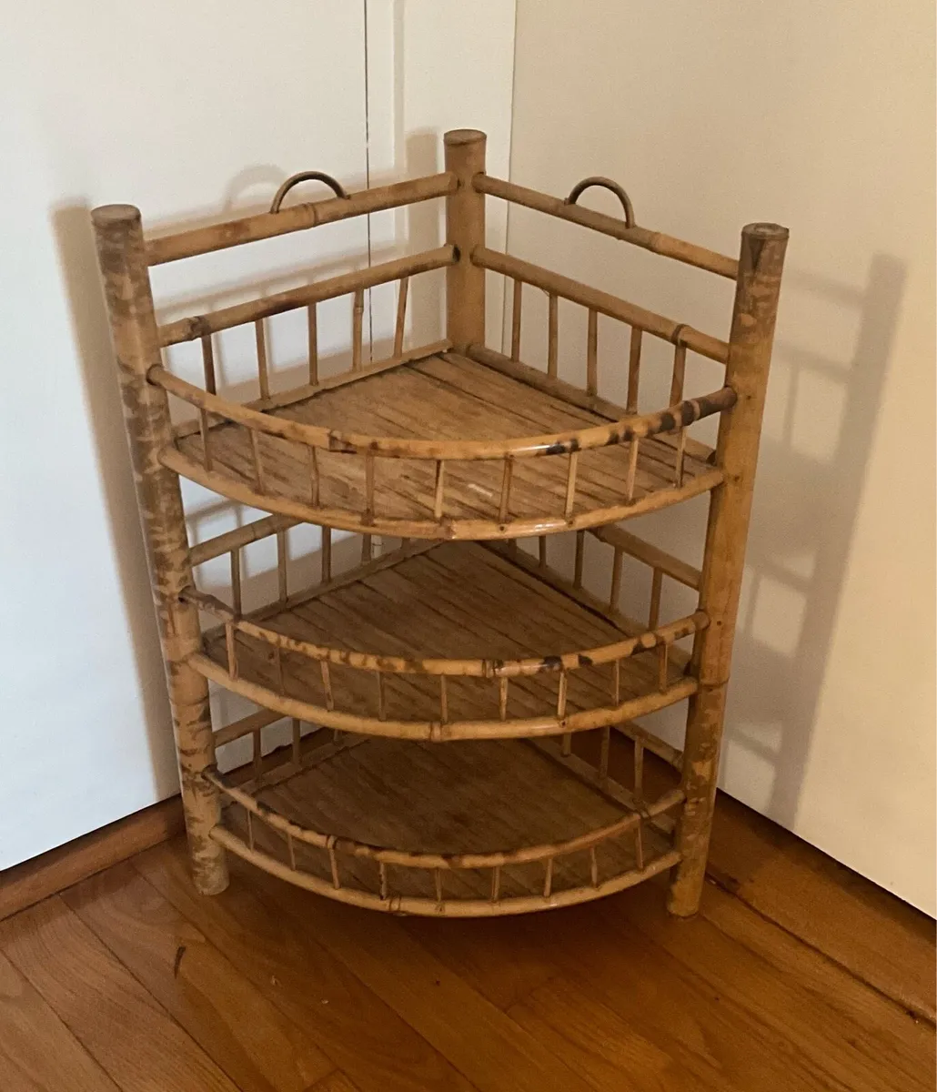 Vintage Bamboo 3 Tier Wall Shelf Unit - Image 1
