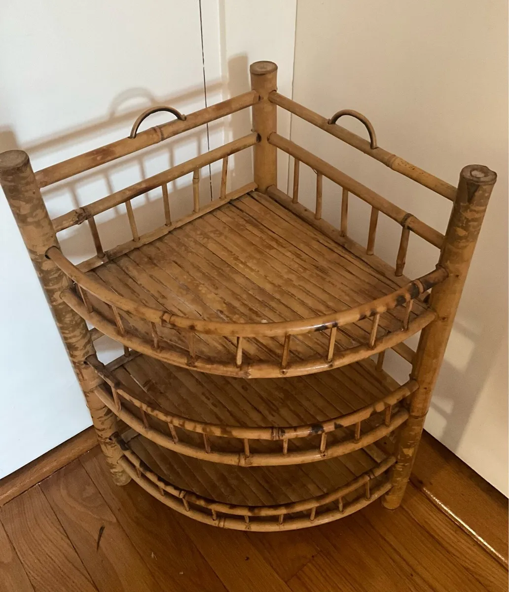 Vintage Bamboo 3 Tier Wall Shelf Unit - Image 2