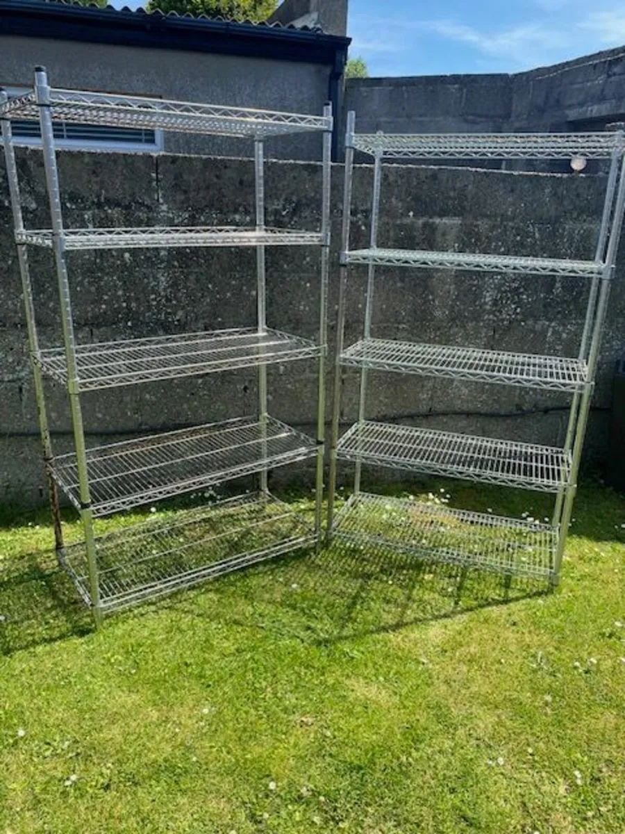 2 x Stainless 5 tier shelving unit - Image 1