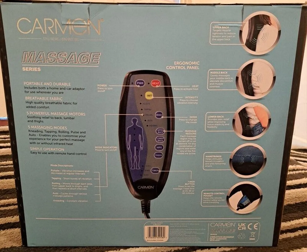 Massage/Relax "Carmen" vibration seat cushion with heat - Image 2