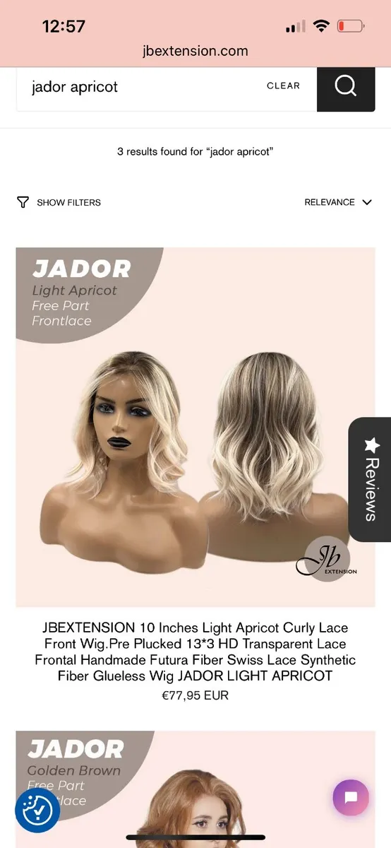Wig JBExtensions Jador 12 inch in colour Apricot