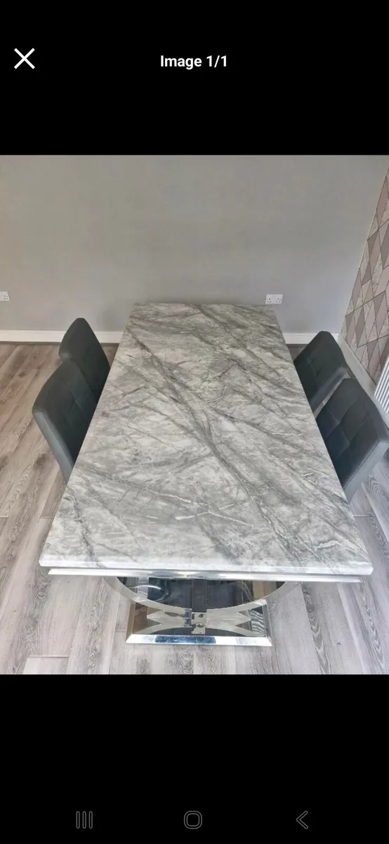 Grey marble table and chairs