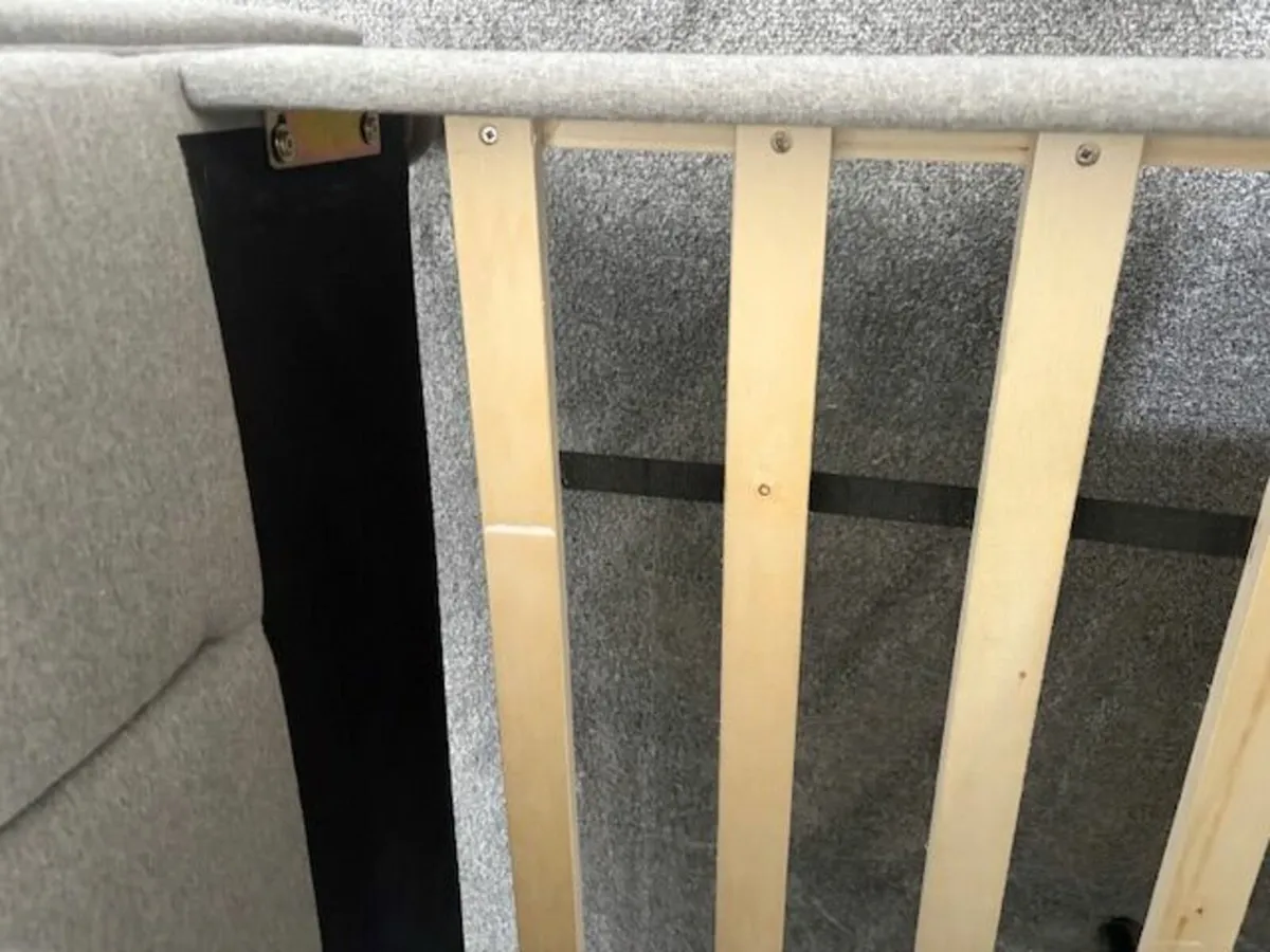 5ft Grey Material Sleigh bed / very good condition - Image 2