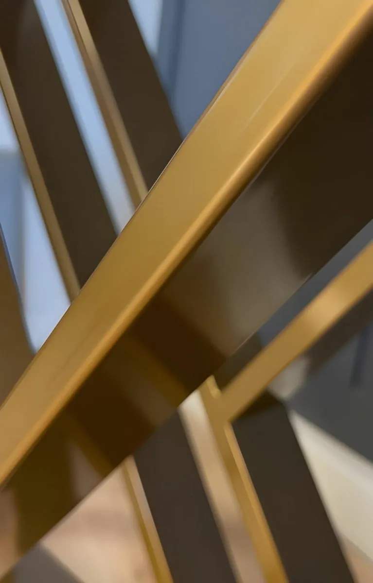 Set of 2 Hourglass-Shaped Gold Steel Table Legs - Image 4