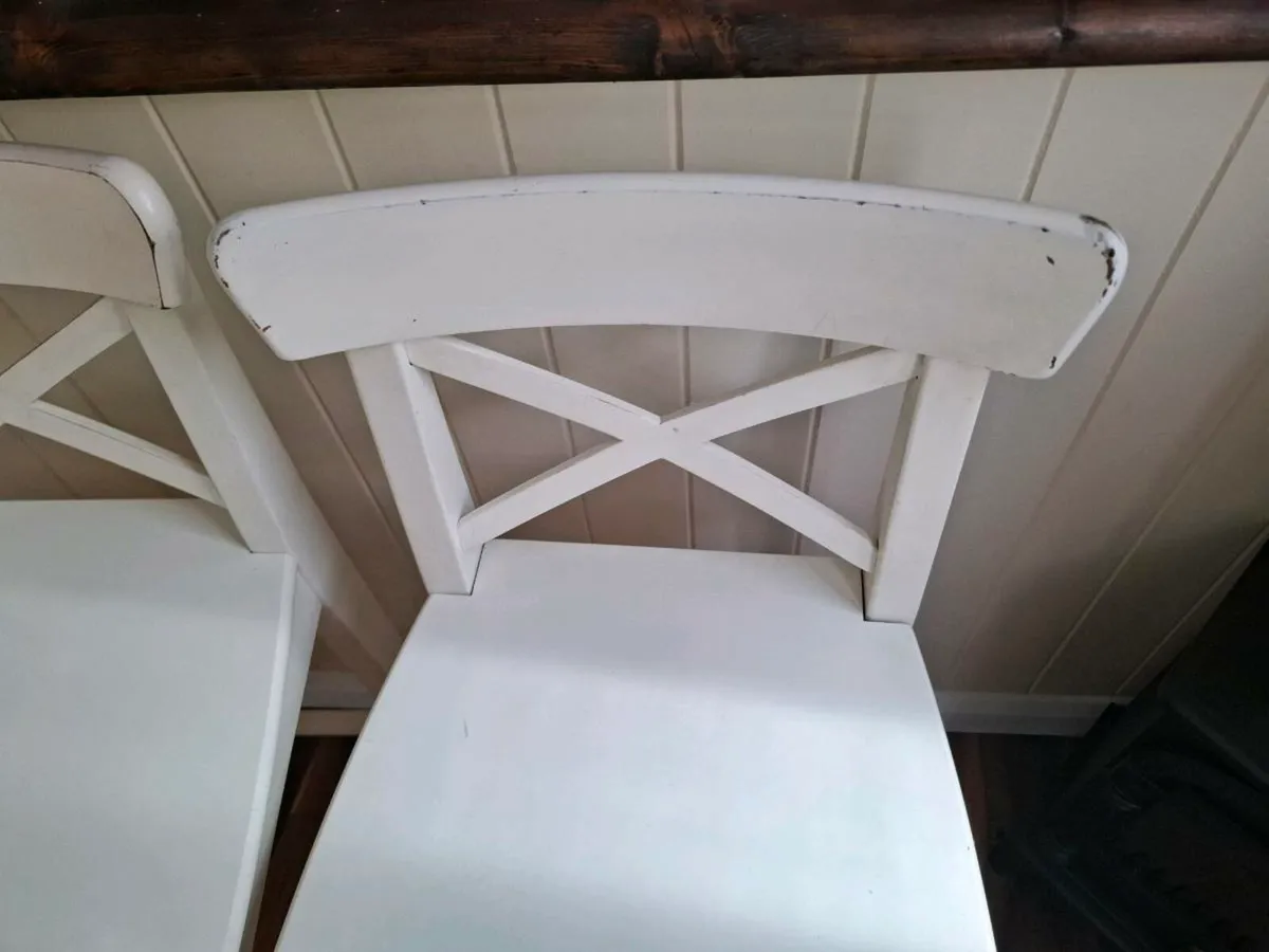 Ikea  white Ingolf Bar stools x 3 with cushions - Image 3