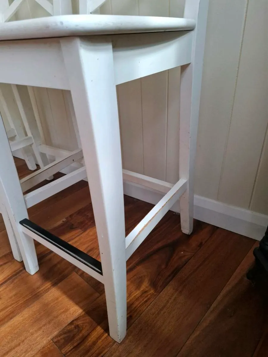 Ikea  white Ingolf Bar stools x 3 with cushions - Image 4