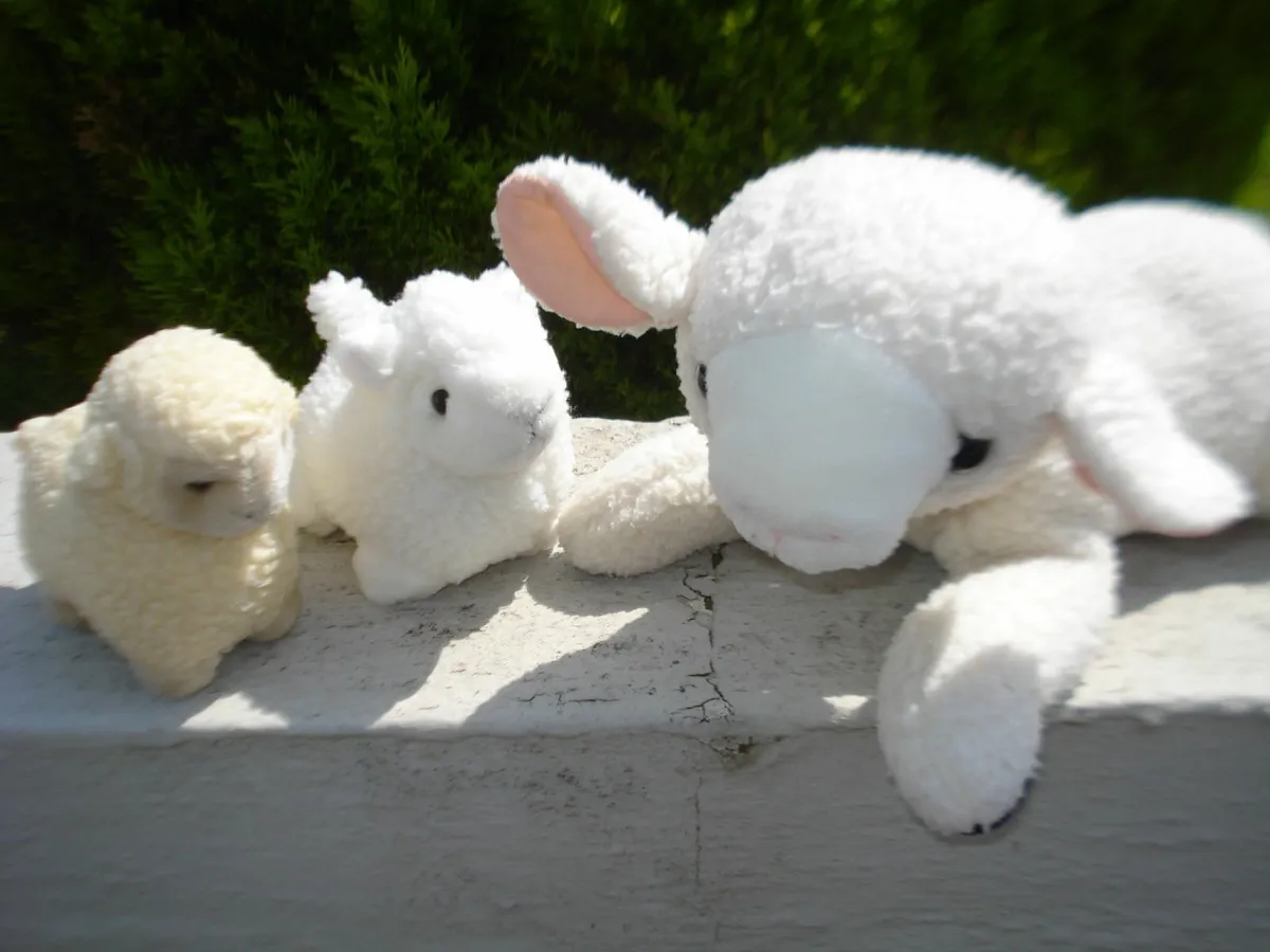 SHEEP & TWO LAMBS CUDDLY TOYS. - Image 1
