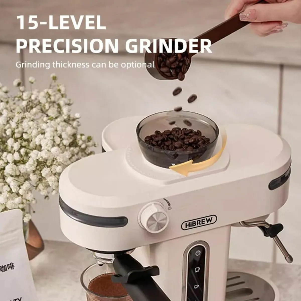 Hibrew H14 Semi‑Automatic Espresso Machine (White) - Image 4