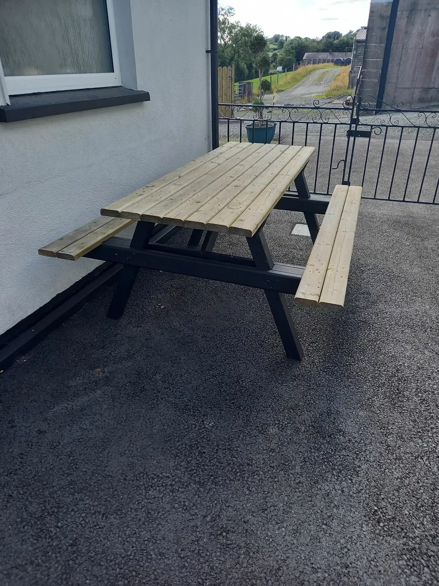 2 x beer garden picnic benches - Image 1