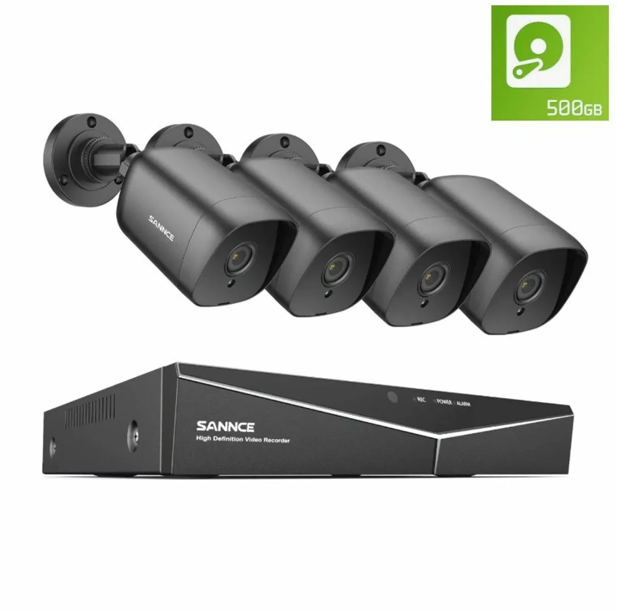 CCTV Sannce 4 Camera Complete Set 500GB HDD - Image 1