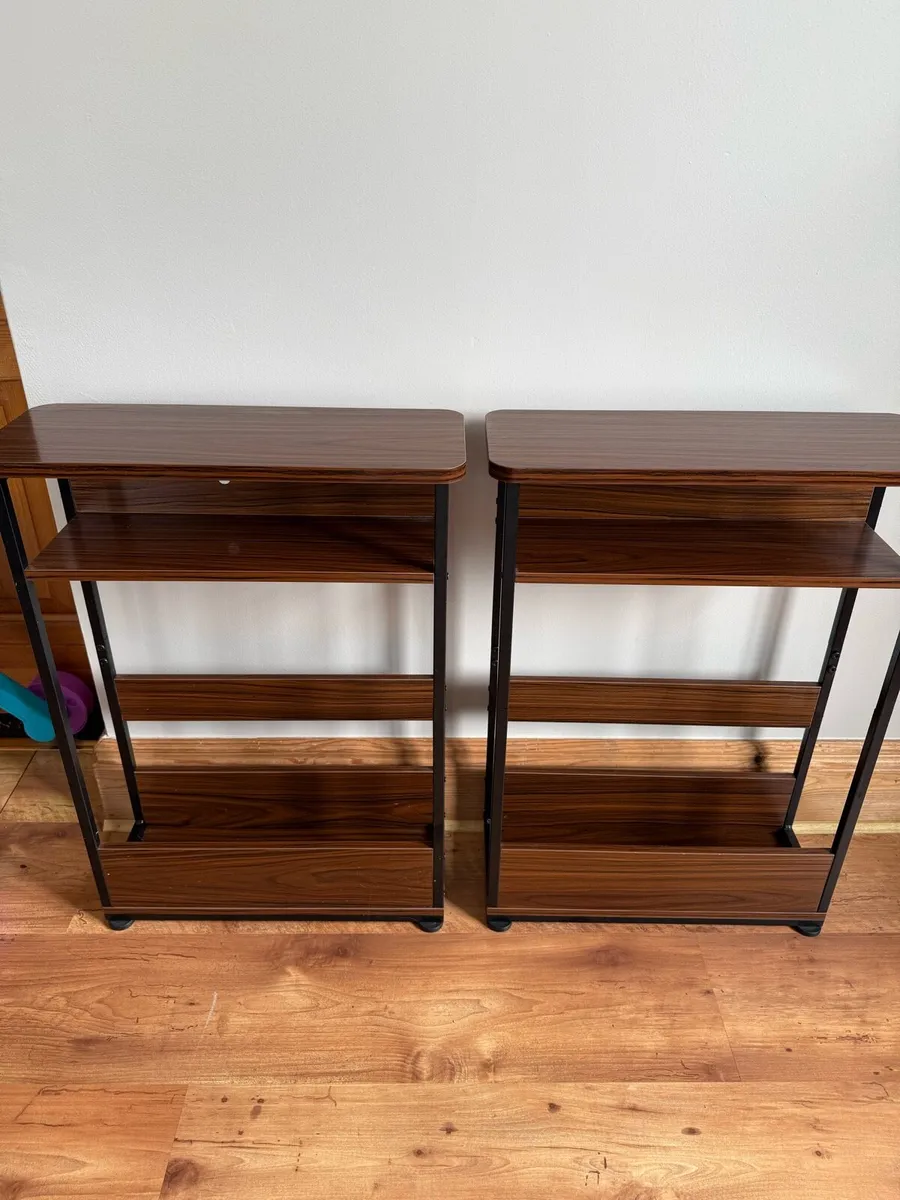 2x side tables with magazine/laptop/tablet rack - Image 1