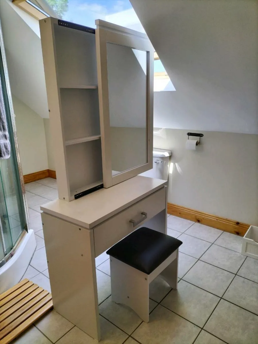 Vanity Desk with Mirror & Stool - Image 2