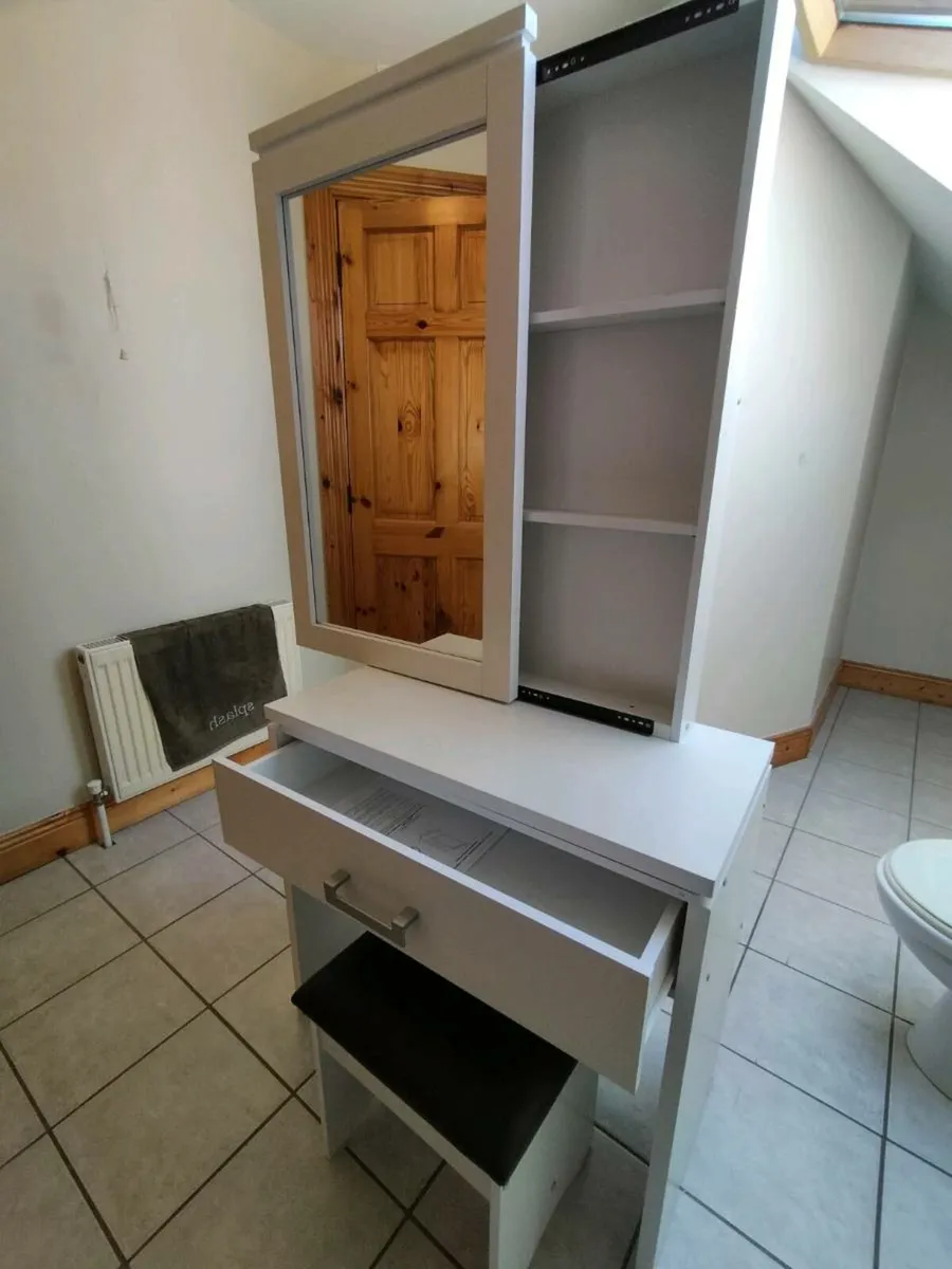 Vanity Desk with Mirror & Stool - Image 3